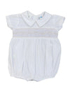 SMOCKED BOY BUBBLE WITH ECRU TRIM