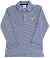 EMBROIDERED KNIT MICROSTRIPE POLO - TURKEY ON ROYAL