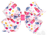 MEDIUM PINK NUTCRACKER PRINT HAIR BOW