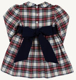 LONG SLEEVE CINDY LOU SASH DRESS - PARIS PIKE PLAID WITH NANTUCKET NAVY