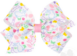 MEDIUM GROSGRAIN HAIR BOW WITH MULTI EASTER PRINT