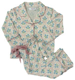 LONG SLEEVE FLORAL BOW BUTTON DOWN PAJAMA SET