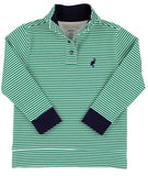 PENDLETON POPPED COLLAR KIAWAH KELLY GREEN STRIPE WITH NANTUCKET  NAVY