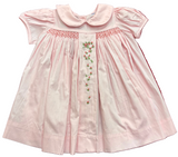TATIANA PINK SMOCKED EMBROIDERED DRESS