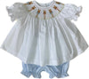 LULU BEBE SMOCKED BUNNY BISHOP BLOOMER SET