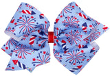 MEDIUM MILLENIUM BLUE FIREWORK PRINT HAIR BOW