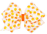 MEDIUM CANDY CORN PRINT SEQUIN HAIR BOW