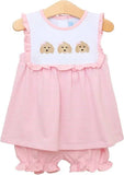 GIRLS PUPPY TRIO EMBROIDERED BLOOMER SET