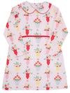 LINDY'S LUNCH DRESS - PINK AND PLENTIFUL WITH RICHMOND RED AND WORTH AVENUE WHITE BUTTONS