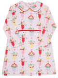 LINDY'S LUNCH DRESS - PINK AND PLENTIFUL WITH RICHMOND RED AND WORTH AVENUE WHITE BUTTONS