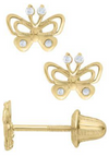 14K Butterfly with CZ Earrings GE457