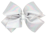 MEDIUM WHITE MIRROR DOT AND GROSGRAIN OVERLAY HAIR BOW