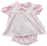 BOW PINK EMBROIDERED SHORT SLEEVE BLOOMER SET