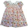 FALL PUMPKIN PUFF SLEEVE EMBROIDERED COLLAR DRESS