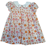 FALL PUMPKIN PUFF SLEEVE EMBROIDERED COLLAR DRESS