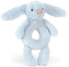 BASHFUL BLUE BUNNY RING RATTLE