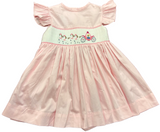 CARRIAGE SMOCKED FLUTTER SLEEVE DRESS