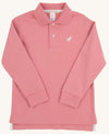LONG SLEEVE PRIM AND PROPER POLO - NANTUCKET RED