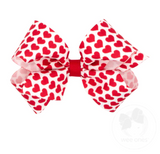 KING GROSGRAIN HEART PRINT BOW
