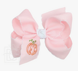 PUMPKIN EMBROIDERED BOW- PINK