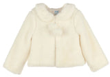 COZY FUZZY FAUX-FUR COAT WITH POM-POMS