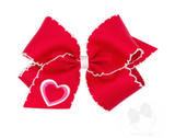 KING HEART EMBROIDERED GROSGRAIN BOW - RED
