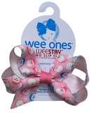 MINI PINK SANTA PRINT BOW
