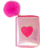 SHINY HEART PATCH WALLET - HOT PINK