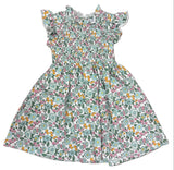 SMOCKED FLORAL FLUTTER DRESS