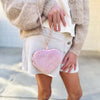 GIRL'S FUZZY HEART WRISTLET COIN PURSE - PINK