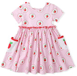 PINK SCHOOL APPLES POCKET DRESS