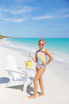BROOKHAVEN BOW BATHING SUIT - RAINBOW ROLLERSKATE STRIPE