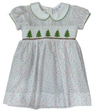 CHRISTMAS TREE SMOCKED WAIST DRESS