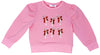 CANDY CANE SEQUIN LONG SLEEVE PUFF SHIRT - PINK