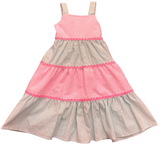 PINK AND GREEN TIERED DRESS