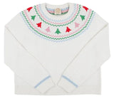 ISABELLE'S FAIR ISLE SWEATER - PALMETTO PEARL WITH TREES