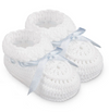 CROCHET RIBBON BOOTIES - WHITE AND BLUE