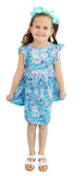 SEASIDE SHELLS FLUTTER SLEEVE TWIRL DRESS