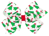 MEDIUM CHRISTMAS TREE PRINT HAIR BOW
