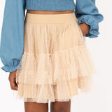 TIERED MICRO DOTS TULLE SKIRT - CHILD SAND