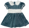 VELVET DRESS WITH LACE - BLUE