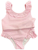 2 PIECE RUFFLE STRIPE SWIM SUIT