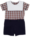 BEAUREGARD BUTTON IN MERRITT PARK PLAID WITH NANTUCKET NAVY AND WORTH AVENUE WHITE