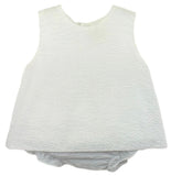 WHITE POPOVER TOP WITH RUFFLE BLOOMER