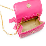 QUILTED PEARL HANDLE BOW RIBBON HANDBAG
