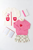 LONG SLEEVE PEGGY POCKET DRESS PALMETTO PEARL WITH RICHMOND RED AND HAMPTONS HOT PINK HEART POCKETS