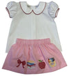 SCHOOL EMBROIDERED PETER PAN COLLAR SKIRT SET FOR GIRLS