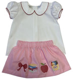 SCHOOL EMBROIDERED PETER PAN COLLAR SKIRT SET FOR GIRLS