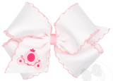 KING CARRIAGE EMBROIDERED GROSGRAIN BOW WITH MOONSTICH EDGE