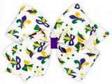 KING MARDI GRAS PRINT GROSGRAIN BOW